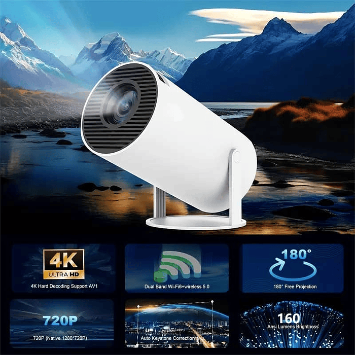 Liquidacion Proyector portátil 4K Cine en casa HY300 Android, altavoz integrado 10