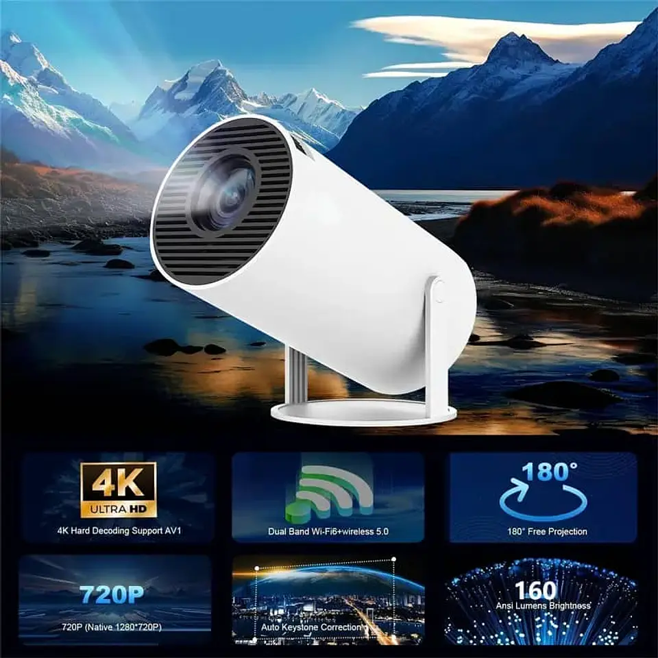 Liquidacion Proyector portátil 4K Cine en casa HY300 Android, altavoz 10