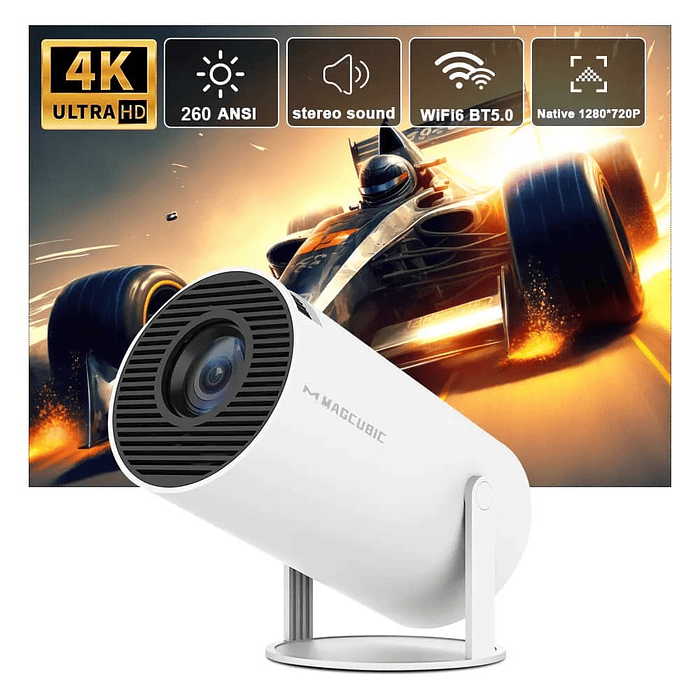 Liquidacion Proyector portátil 4K Cine en casa HY300 Android, altavoz integrado 16