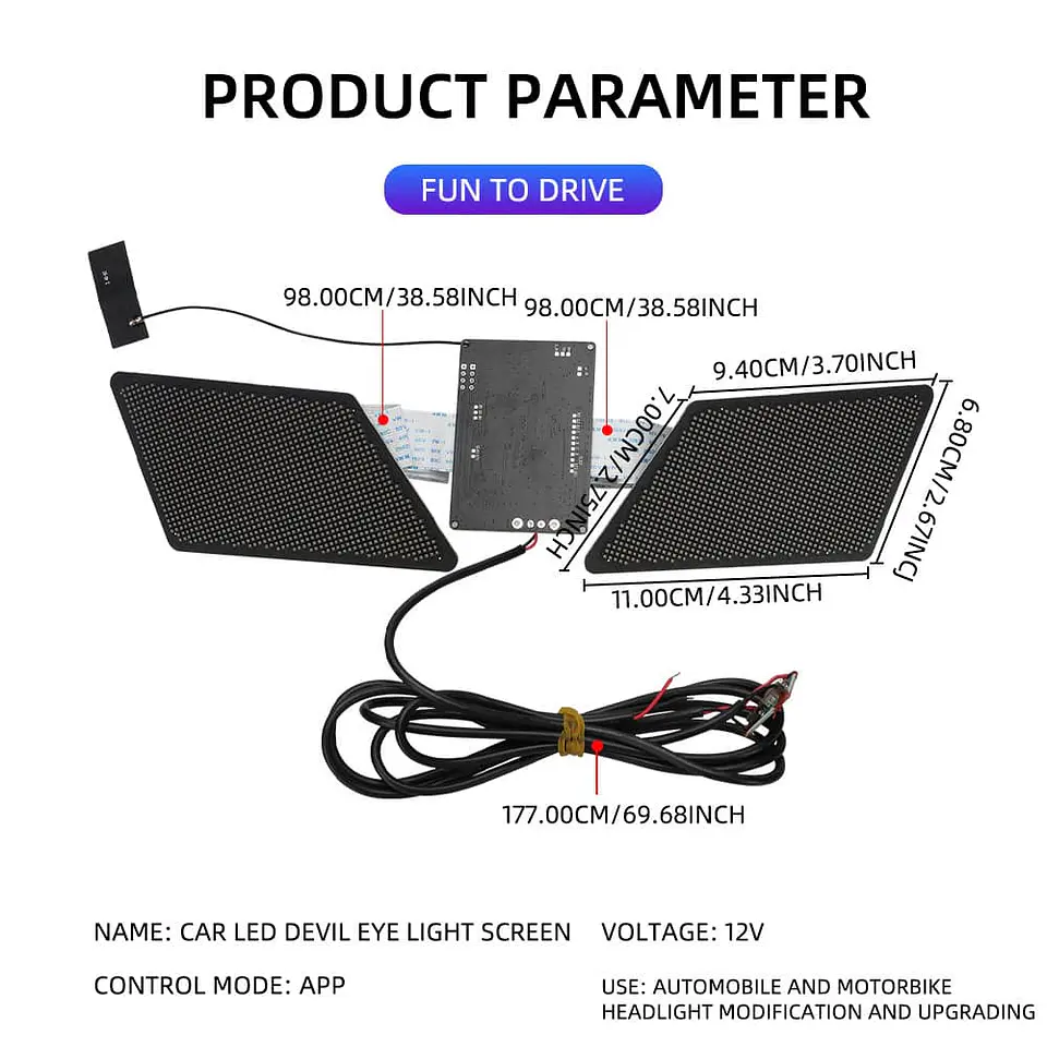 X2 Pantallas Led animadas programables winking eye multifunción 23