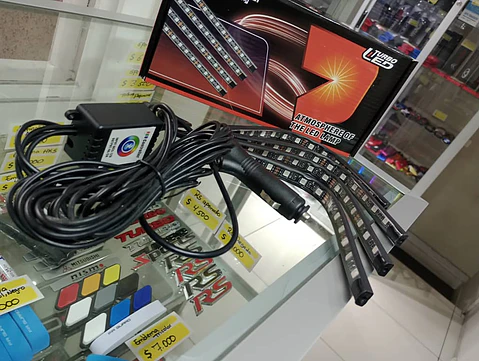 4 Tiras led de atmosfera interior de autos rgb tunning, 12 led 8