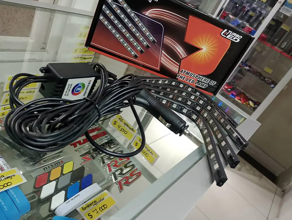 4 Tiras led de atmosfera interior de autos rgb tunning, 12 led 8 1
