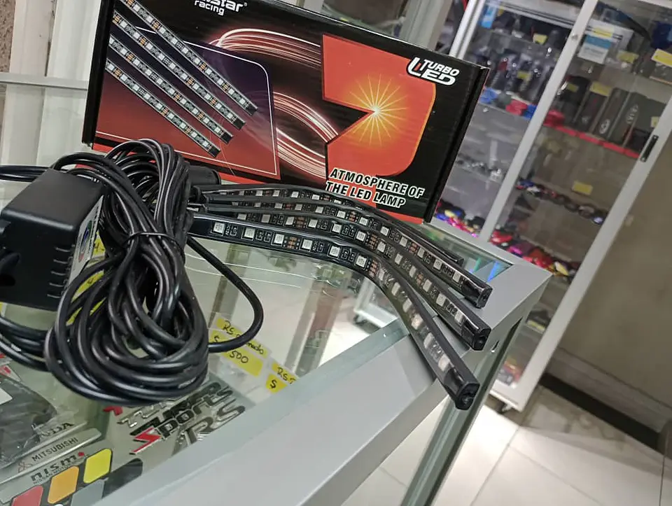 4 Tiras led de atmosfera interior de autos rgb tunning, 12 led 8 4