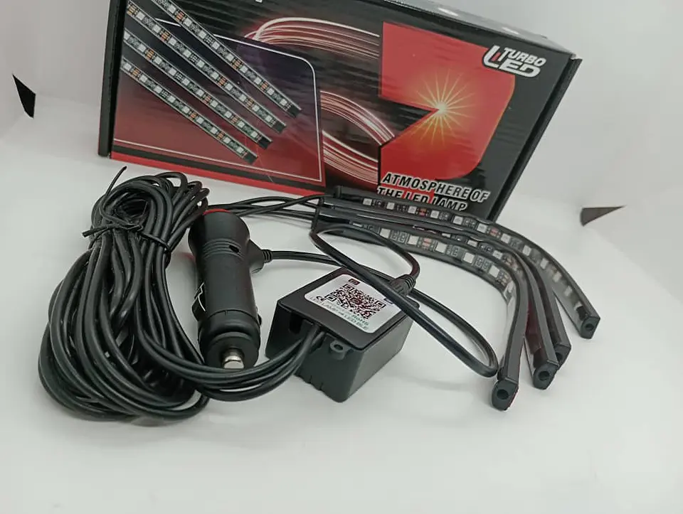 4 Tiras led de atmosfera interior de autos rgb tunning, 12 led 8 5