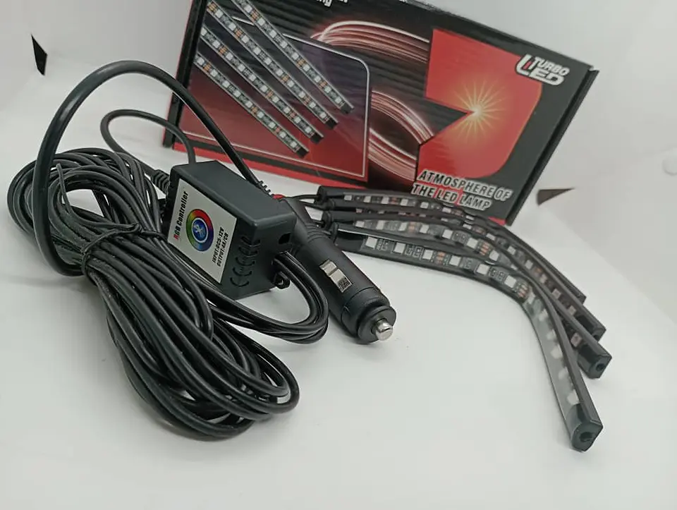 4 Tiras led de atmosfera interior de autos rgb tunning, 12 led 8 6
