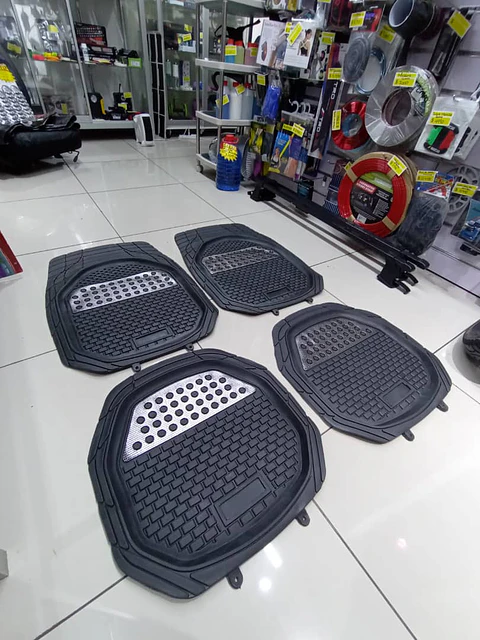 Alfombras tapetes pisos bandeja goma negro con plata
