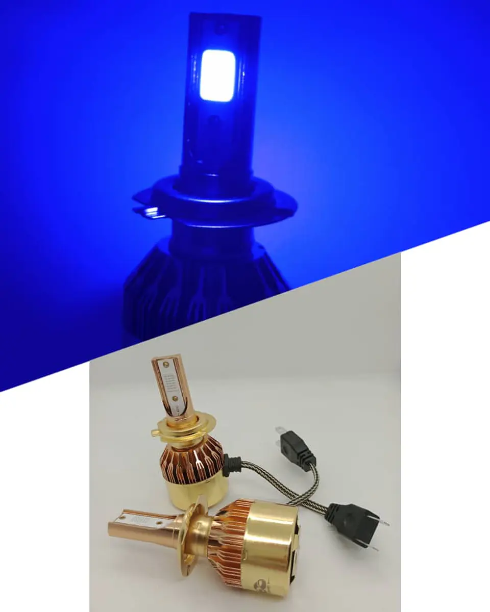 Par Ampolletas turboled H7 12.000Lm 100watts 12V color azul 1