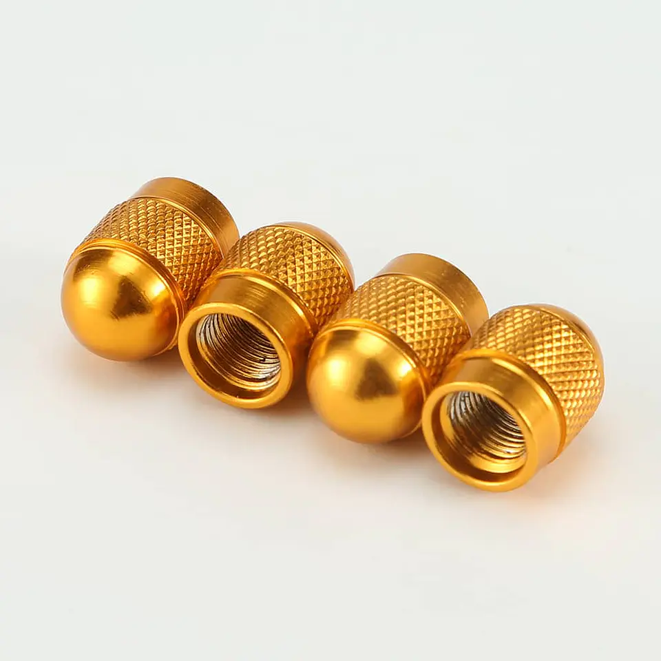 Set 4 Tapas de válvulas universal Modelo Balita color Dorado amarilla 2