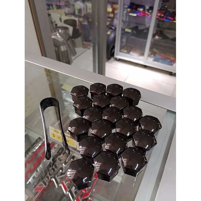 Cubierta de tuercas de neumáticos de auto, a prueba de polvo NEGRO 6