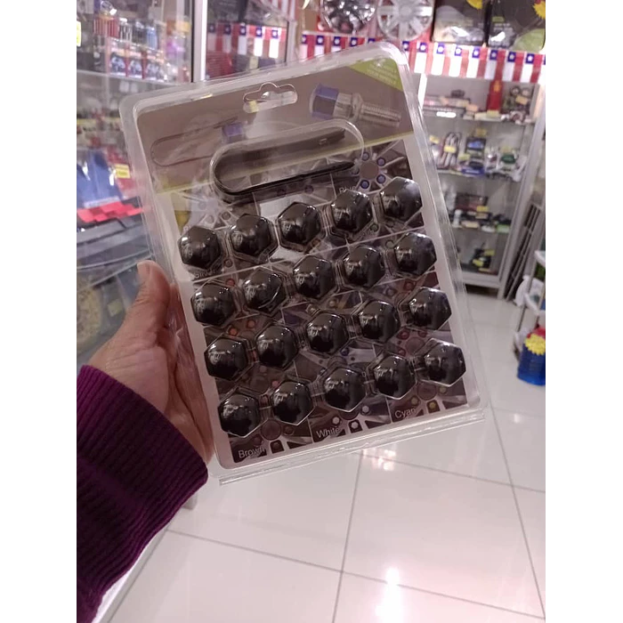 Cubierta de tuercas de neumáticos de auto, a prueba de polvo NEGRO 9