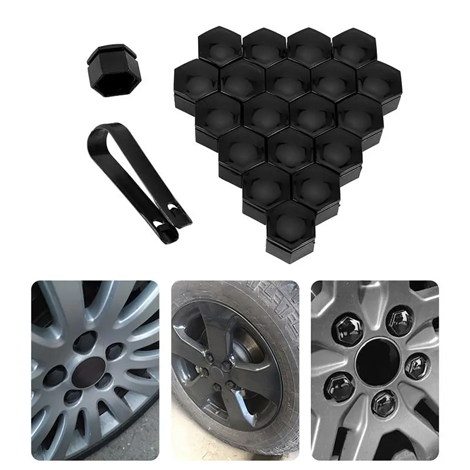 Cubierta de tuercas de neumáticos de auto, a prueba de polvo NEGRO 15