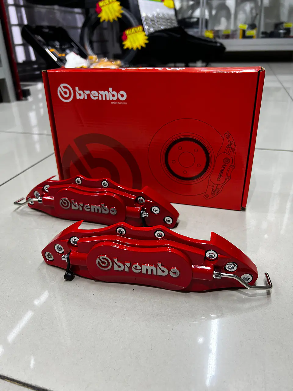 X2 Cubre Caliper de freno tunning Brembo de metal rojos 3