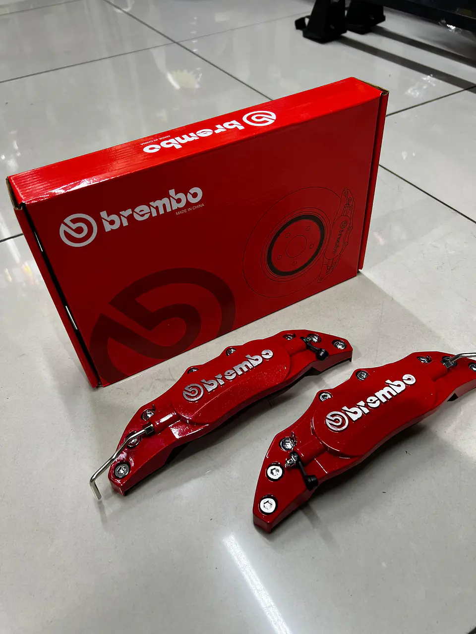 X2 Cubre Caliper de freno tunning Brembo de metal rojos 4