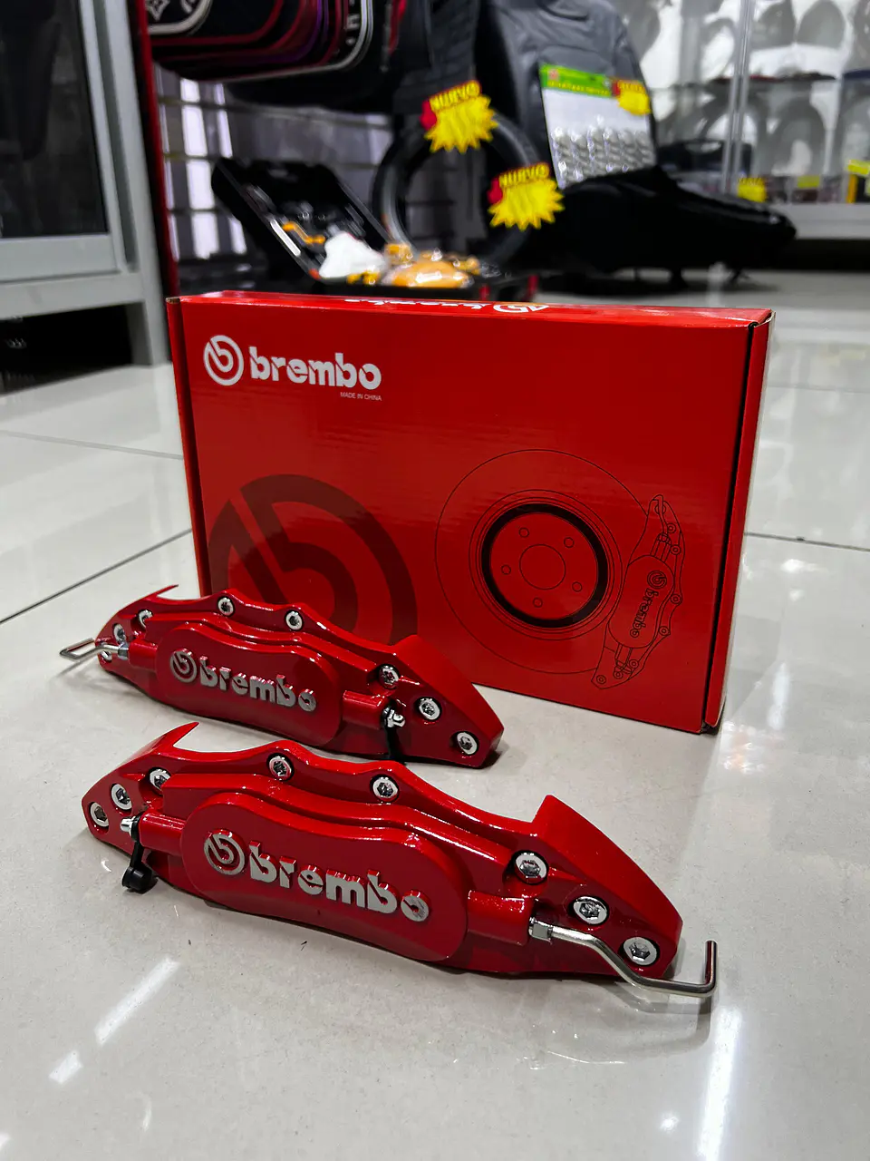 X2 Cubre Caliper de freno tunning Brembo de metal rojos 5