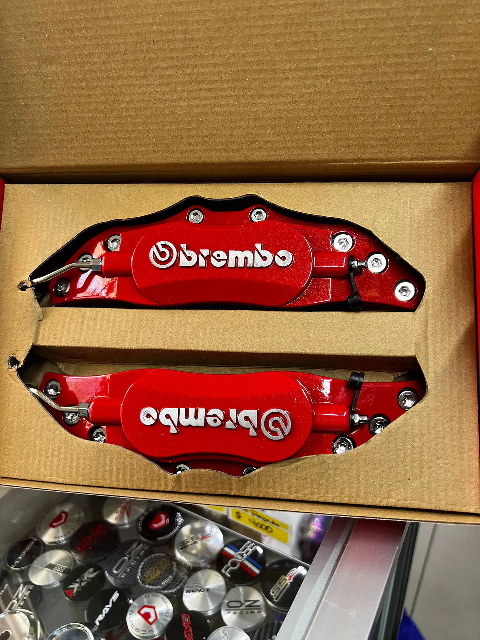 X2 Cubre Caliper de freno tunning Brembo de metal rojos 9