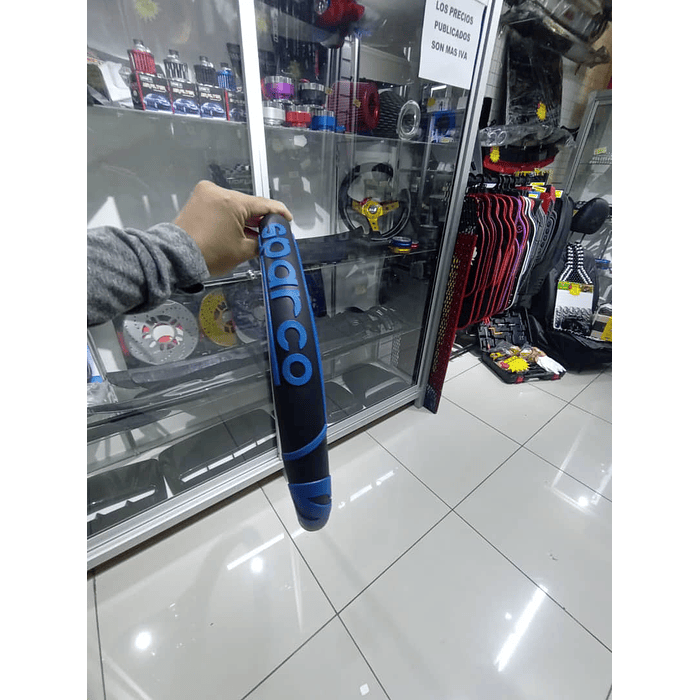 Forro cubre volantes autos goma 38cm Sparco negro letra azul grande 4