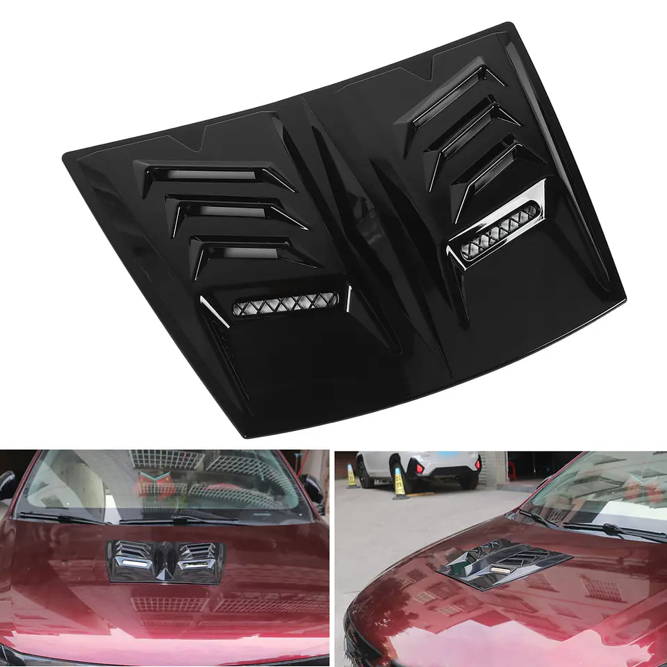 Toma de flujo de aire para autos decorativa, Cubierta negro brillante 7