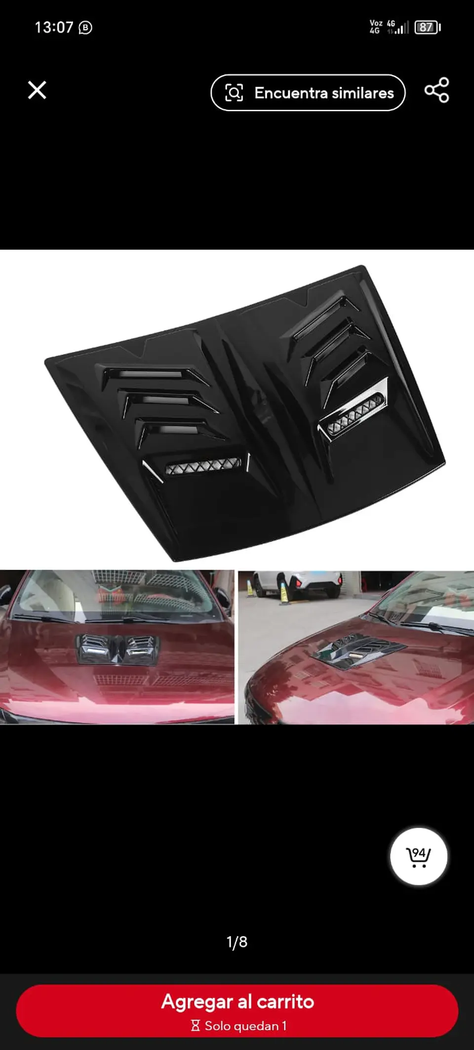 Toma de flujo de aire para autos decorativa, Cubierta negro brillante 11