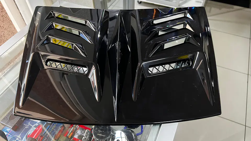 Toma de flujo de aire para autos decorativa, Cubierta negro brillante 14