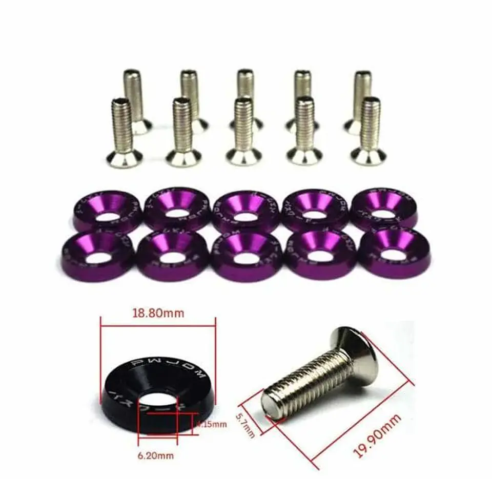 Set de 10 tornillos o pernos con 10 arandelas M6 de aluminio 8