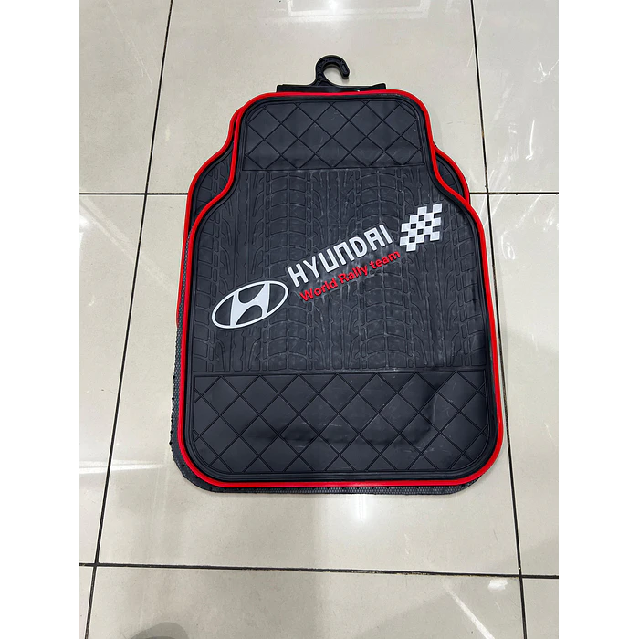  Set pisos alfombras pisaderas goma 5 piezas Hyundai color Negro con rojo 1