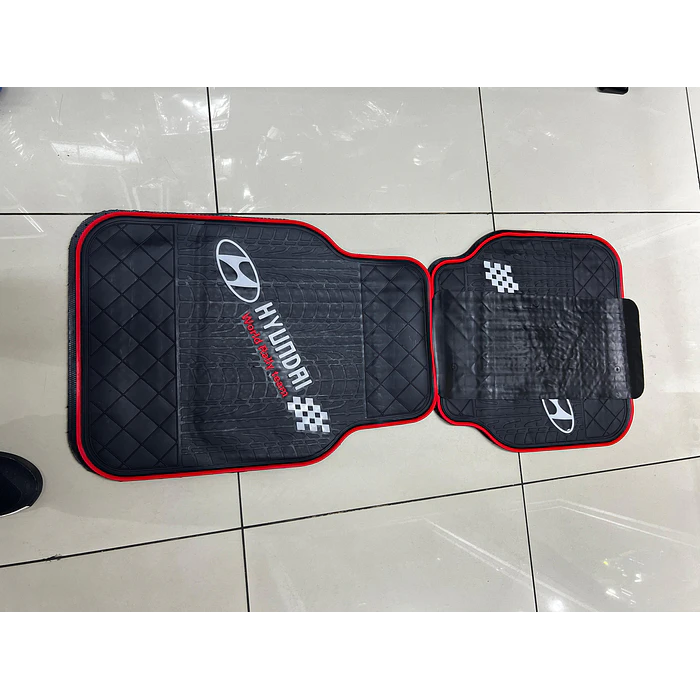 Set pisos alfombras pisaderas goma 5 piezas Hyundai color Negro con rojo 2