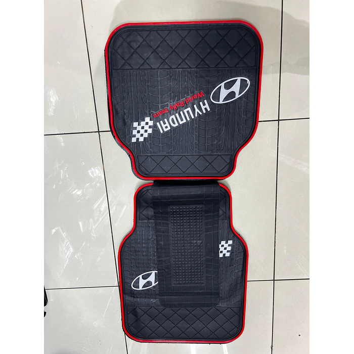  Set pisos alfombras pisaderas goma 5 piezas Hyundai color Negro con rojo 4