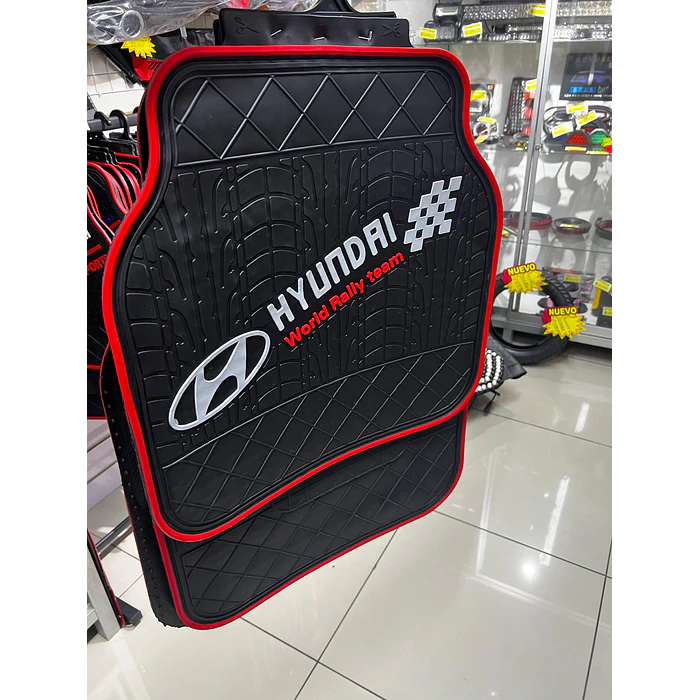  Set pisos alfombras pisaderas goma 5 piezas Hyundai color Negro con rojo 6