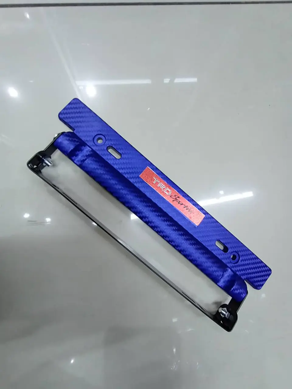 Porta placa patente fibra de carbono - azul TRD 1