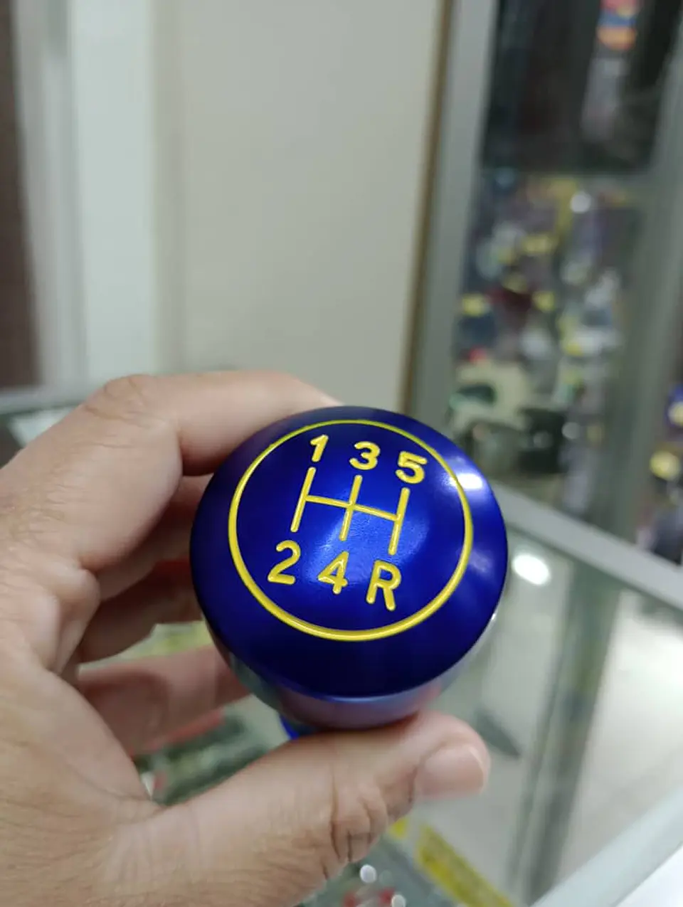 Pomo perilla metálico aluminio, 5 vel. reversa 6ta - Azul 1