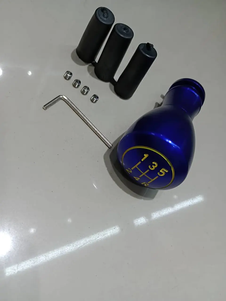 Pomo perilla metálico aluminio, 5 vel. reversa 6ta - Azul 6