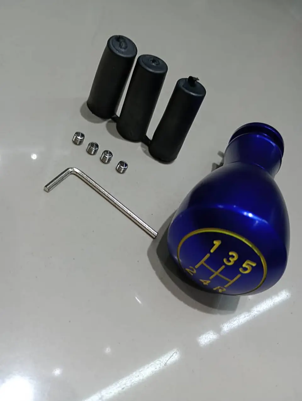 Pomo perilla metálico aluminio, 5 vel. reversa 6ta - Azul 7