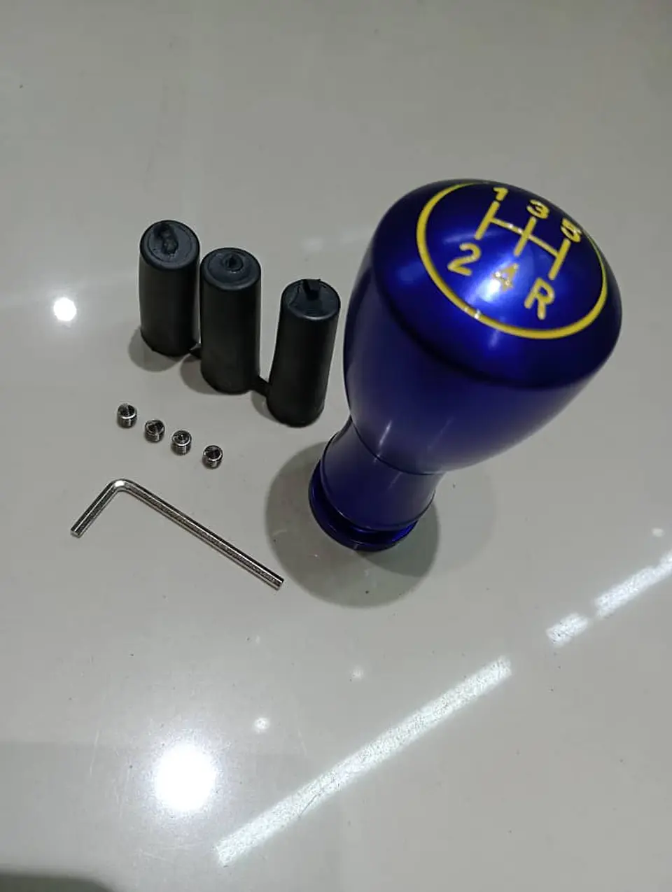 Pomo perilla metálico aluminio, 5 vel. reversa 6ta - Azul 8