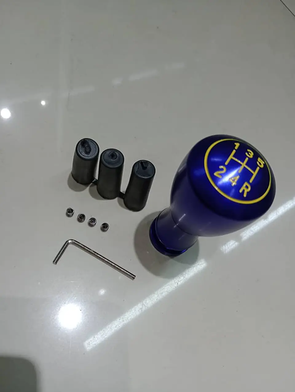 Pomo perilla metálico aluminio, 5 vel. reversa 6ta - Azul 10