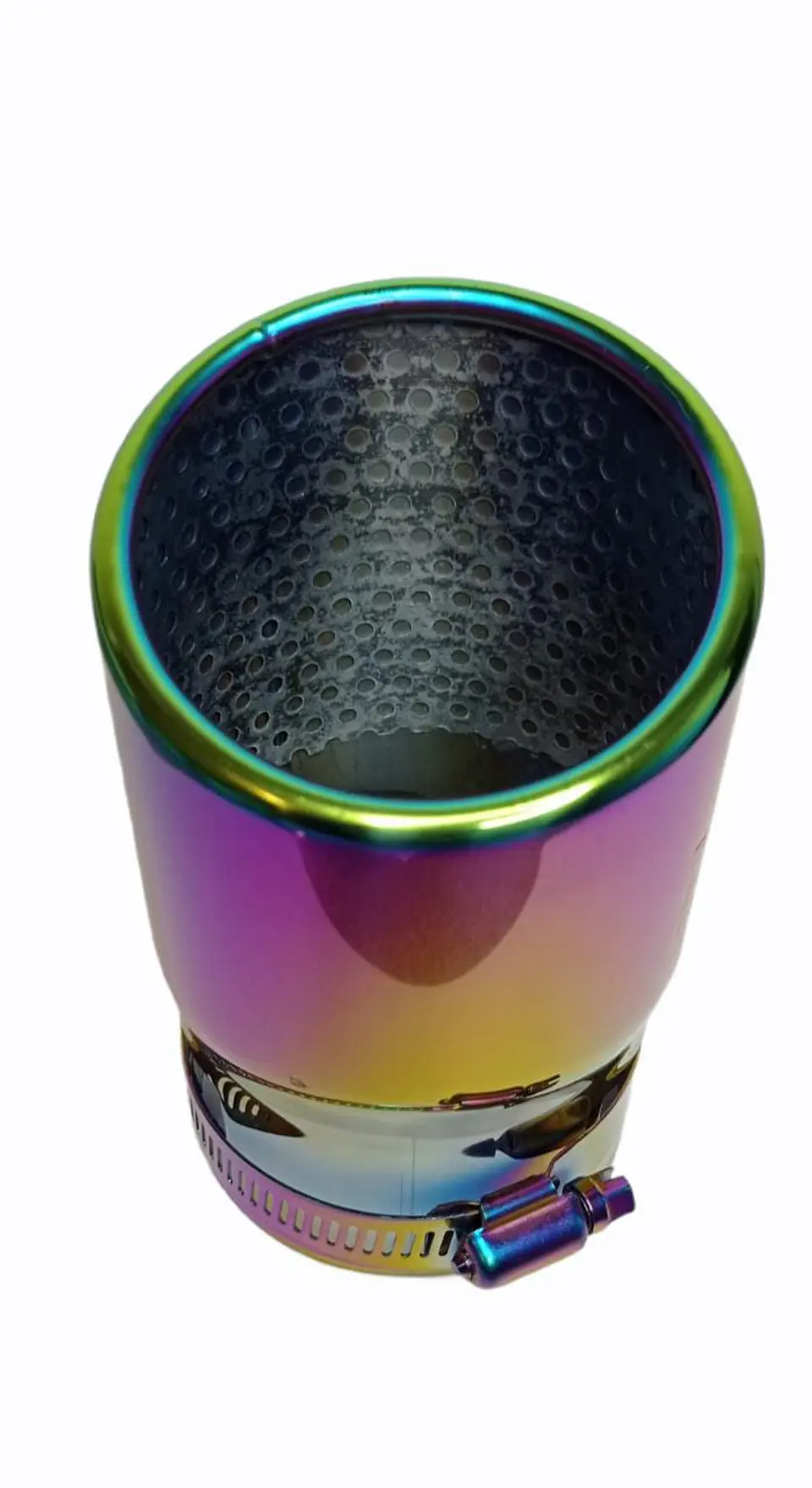 Cola de escape decorativa tunning de acero inoxidable tornasol 12cm 7