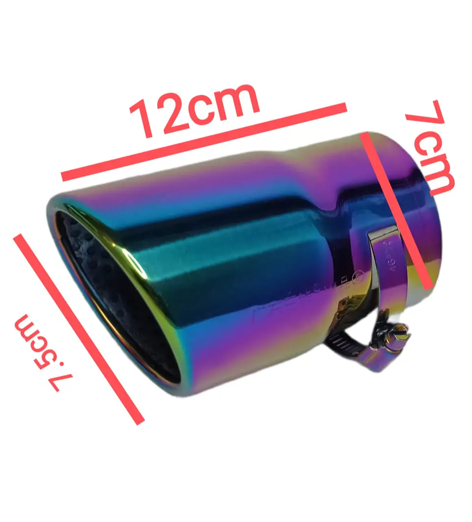 Cola de escape decorativa tunning de acero inoxidable tornasol 12cm 8
