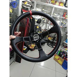 Volante de auto universaldeportivo sparco con botón de bocina negro con linea gruesa  