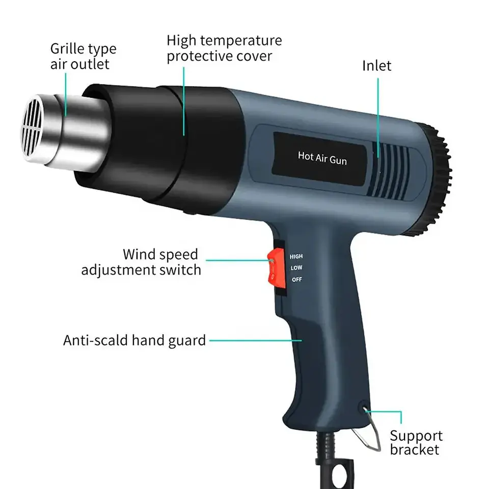 Pistola de calor regulable, pistola de aire caliente conexión 220v 10