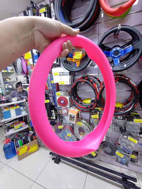 Funda cubre Volante de silicona elastico fucsia rosado