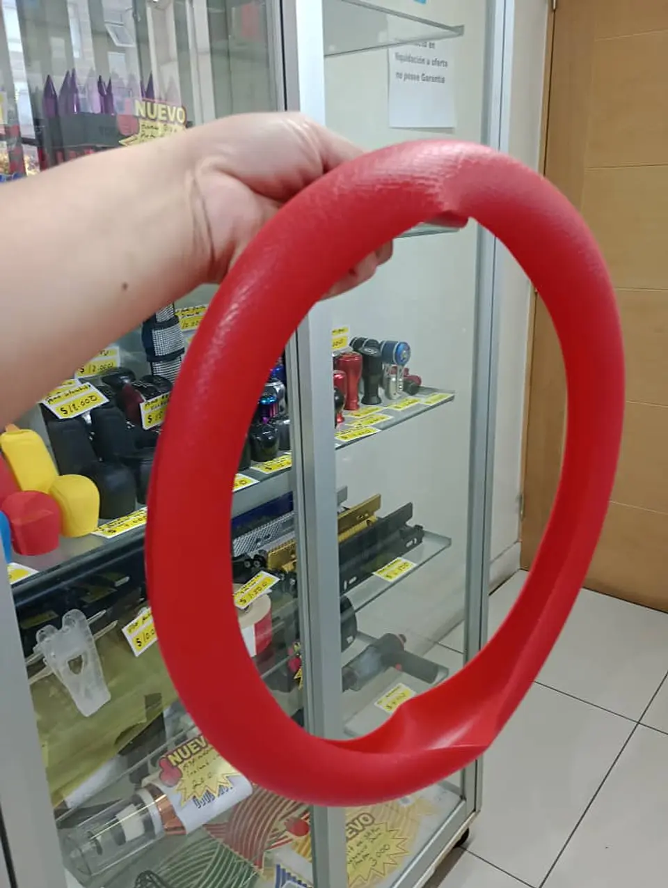Funda cubre Volante de silicona para autos elastico color rojo 5