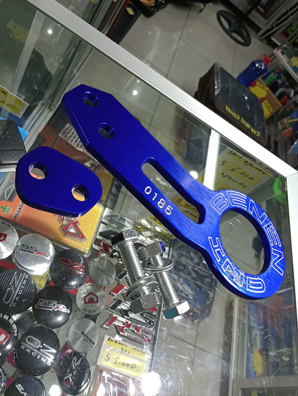 Gancho remolque arrastre aluminio trasero Tow Hook 0185 - Azul 1