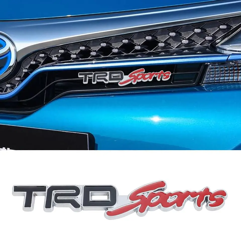 Emblema de metal TRD SPORTS apernado para parrillas de autos 3