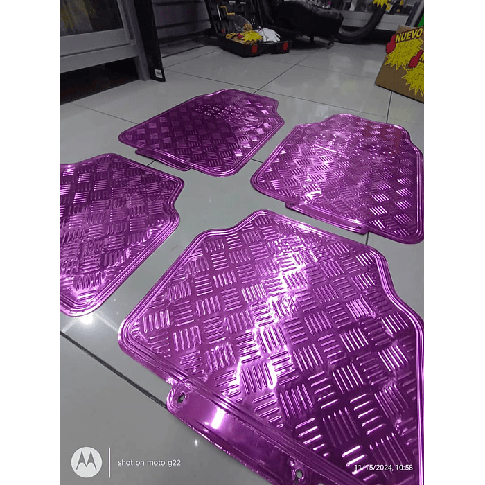 X4 Alfombras pisos tapetes para  auto, fucsia rosado, tapiz diseno metalico 1