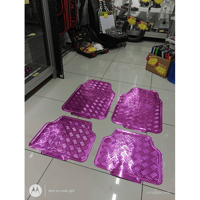 X4 Alfombras pisos tapetes para  auto, fucsia rosado, tapiz diseno metalico 13