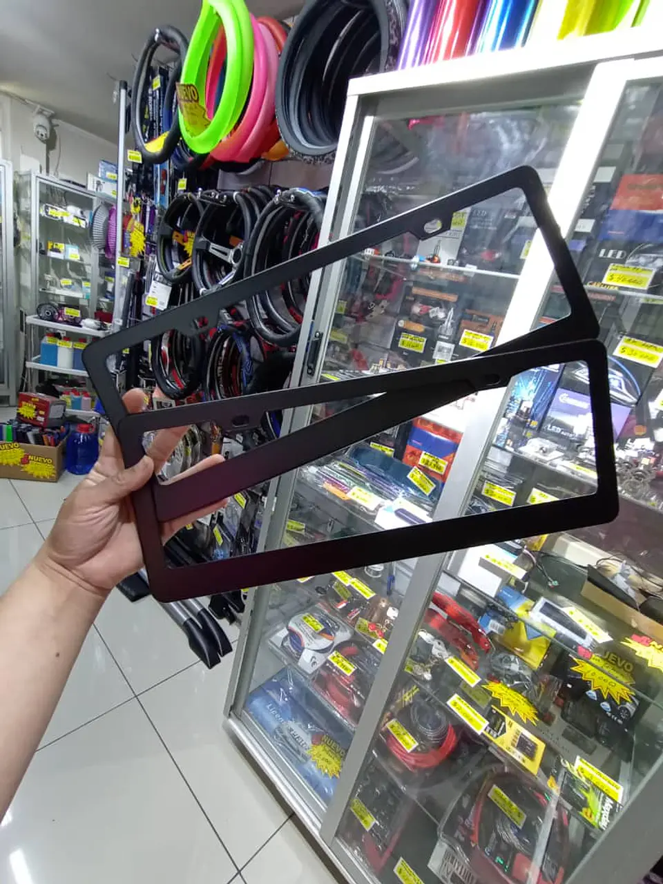 Par de Porta patentes o Marco de placa de matrícula soporte NEGRO 7