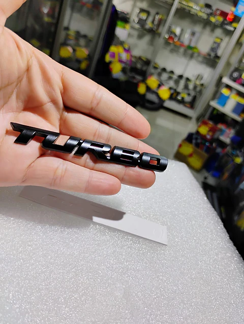 Pegatina emblema de Metal TURBO 3D para autos negro