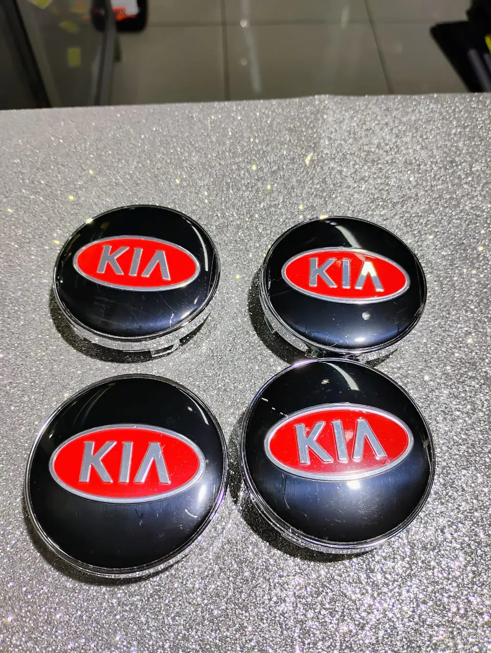 X4 Tapa centro llantas Kia logo 60mm 56mm - Rojo 7