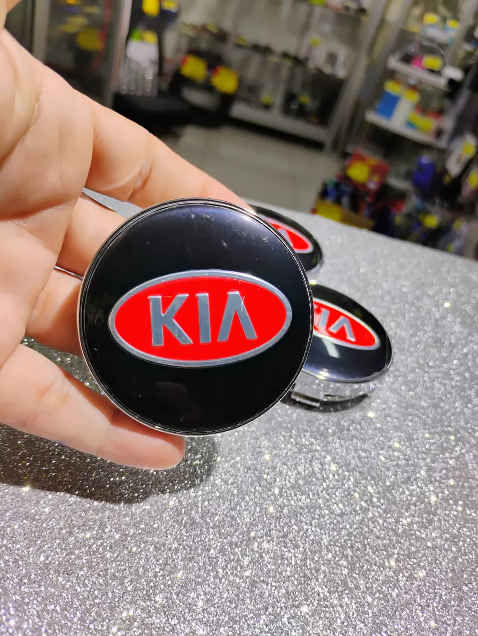 X4 Tapa centro llantas Kia logo 60mm 56mm - Rojo 1