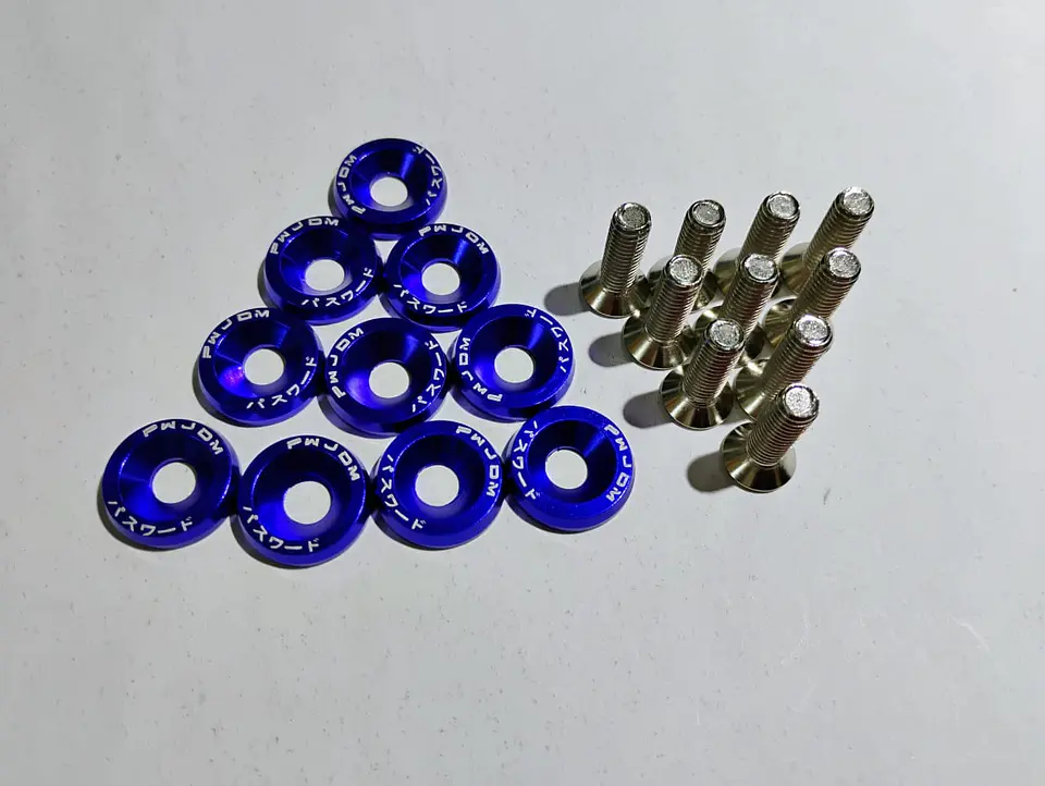 Set de 10 tornillos con 10 arandelas hexagonales M6 de aluminio azul 1