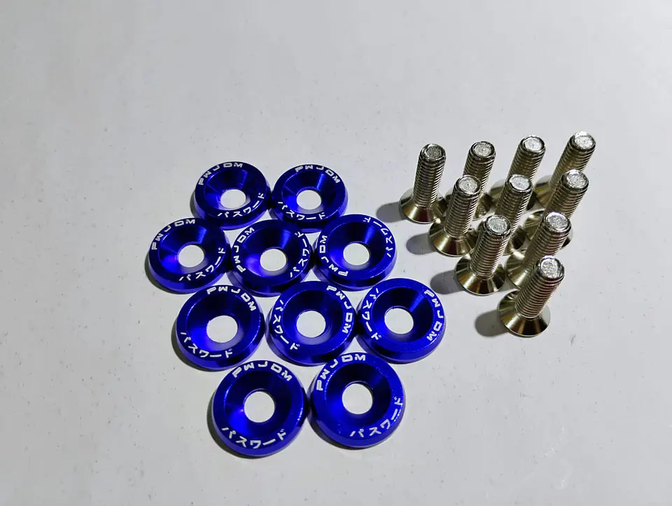 Set de 10 tornillos con 10 arandelas hexagonales M6 de aluminio azul 9